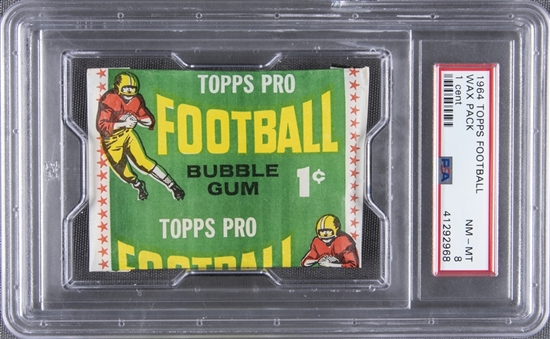 1964 Topps Football Unopened One-Cent Wax Pack - PSA NM-MT 8